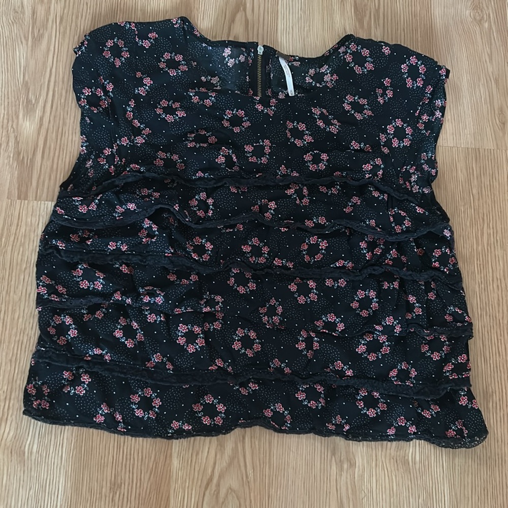 Free People Floral Ruffle Top